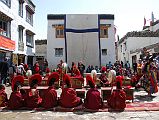 Mustang Lo Manthang Tiji Festival Day 3 03-1 Dorje Jono Dancing With Chyodi Monks Dorje Jono appeared again to dance at the beginning of day three of the Tiji Festival in Lo Manthang.
